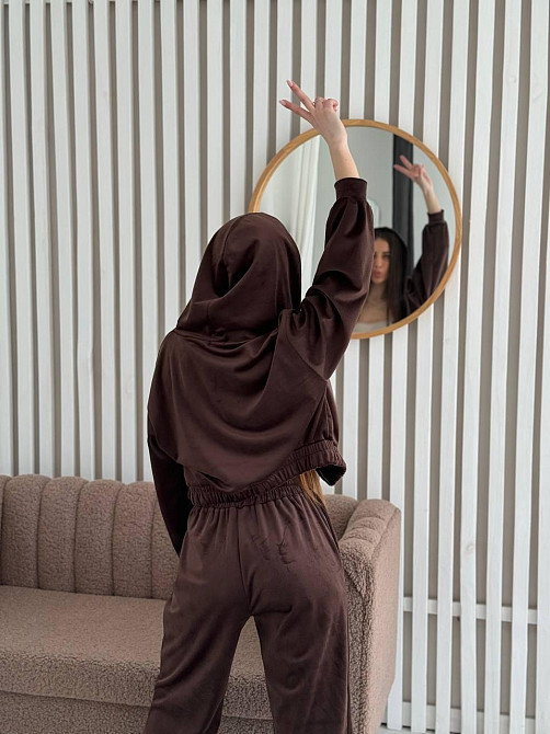 Женский стильный костюм двойка: кофта и штаны из плюш велюра Шоколад, 44/46 Одесса - изображение 7