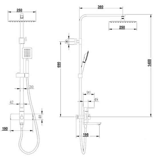 Душова система Globus Lux Kubus SKU-SH-250 Луцк