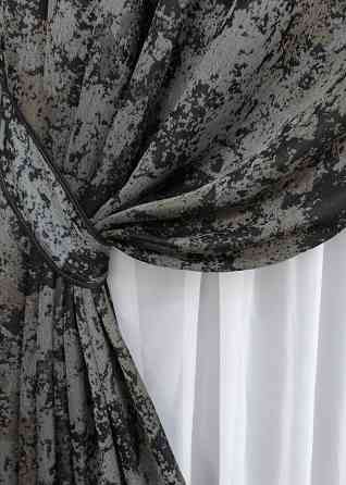 Комплект готовых штор VR-Textil Мрамор Al-7 № 1461ш Серый с черным и какао 150х290 см 2 шт (33-0328) Киев
