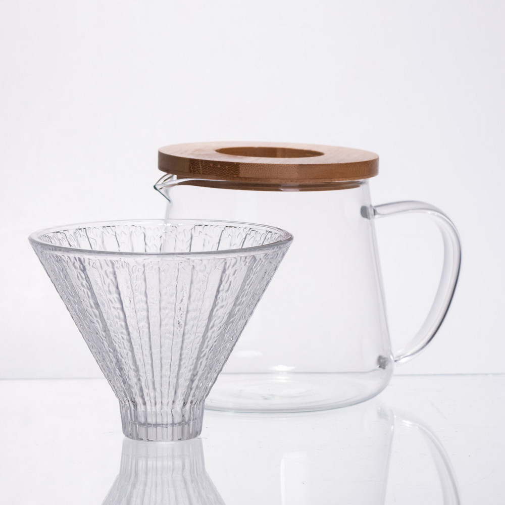 Скляний заварник для кави з пуровером 600 мл Київ - фото 2