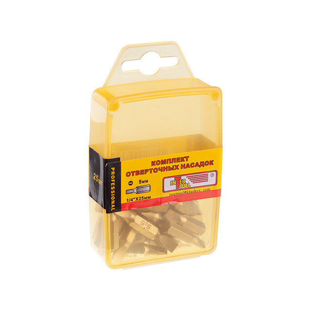 Комплект насадок до викруток SL5, 1/4", 25 мм, уп. 25 шт. INTERTOOL VT-0033 Київ - фото 1