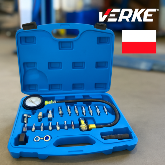 Тестер тиску VERKE наборі з адаптерами  для діагностики дизельних двигунів манометр з адаптерами Львів