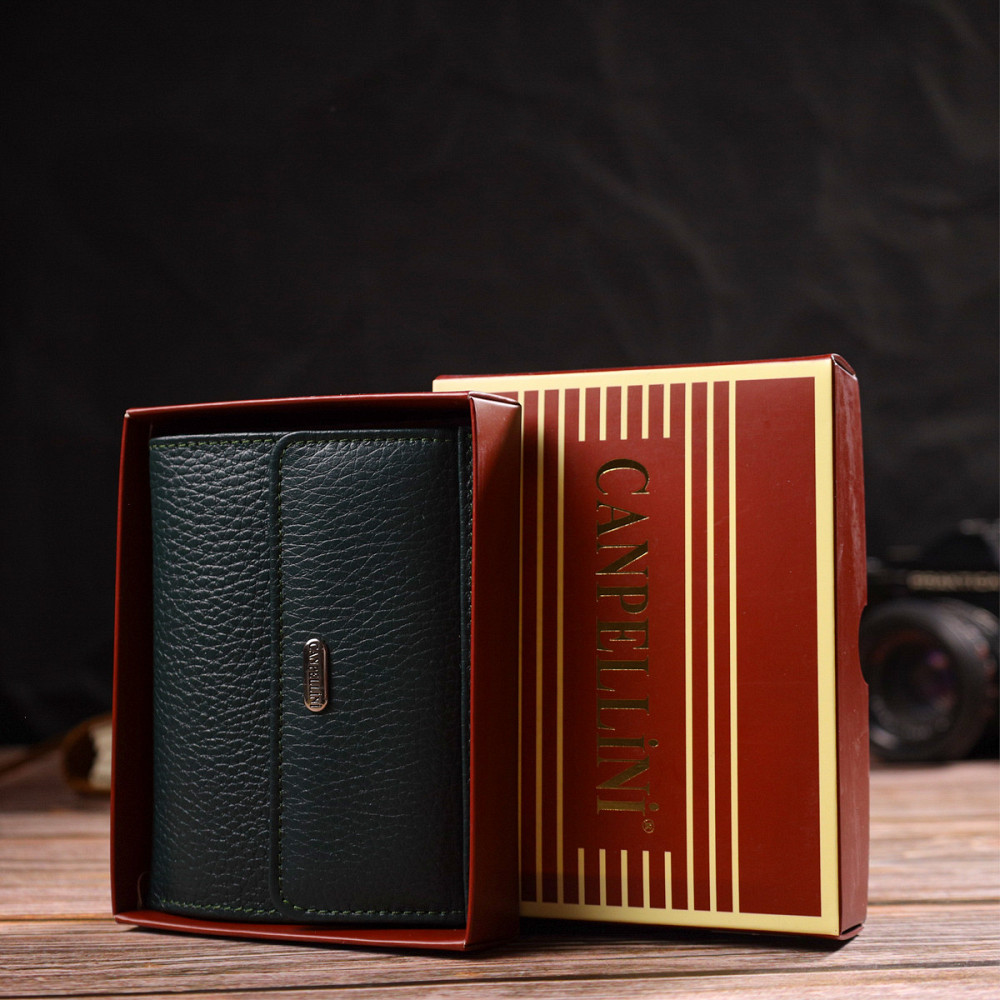 Вместительный кошелек для женщин среднего размера из натуральной кожи флотар CANPELLINI 21812 Зеленый Киев - изображение 8