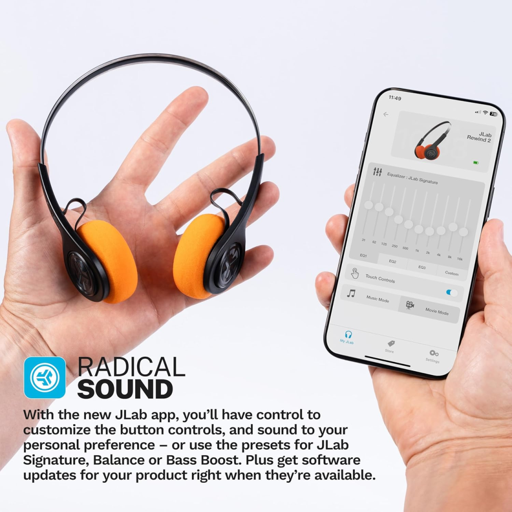 Бездротові накладні навушники JLab Rewind 2 Retro, Bluetooth Multipoint, EQ3, Google Fast Pair, 20+ годин, чорні Київ - фото 6