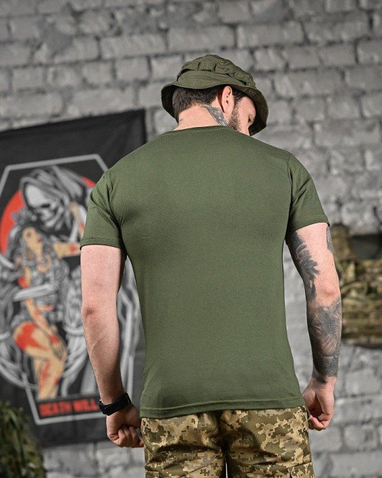 Хлопкова мілітарі футболка каратель олива ДЛ6346 Одесса - изображение 8