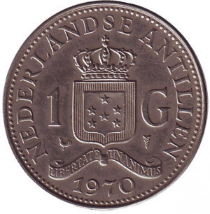 Монета 1 гульден. 1970 рік, Нідерландські Антильські острови Полтава - фото 1