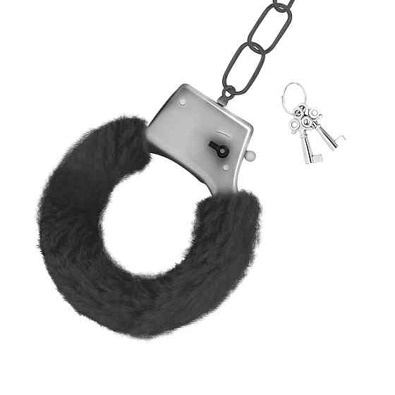 Наручники Love Cuffs Crushious металлические, с чёрным мехом Sex Aura Киев