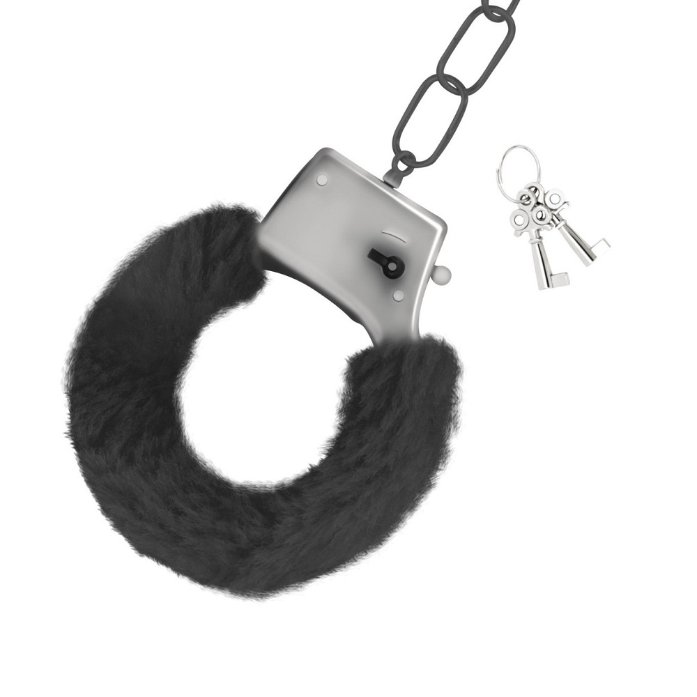 Наручники Love Cuffs Crushious металлические, с чёрным мехом Sex Aura Киев - изображение 3