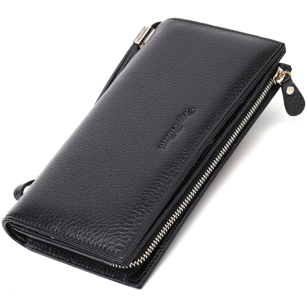 Практичный женский клатч с блоком для кредитных карт из натуральной кожи Черный (Tony Bellucci) Киев - изображение 5