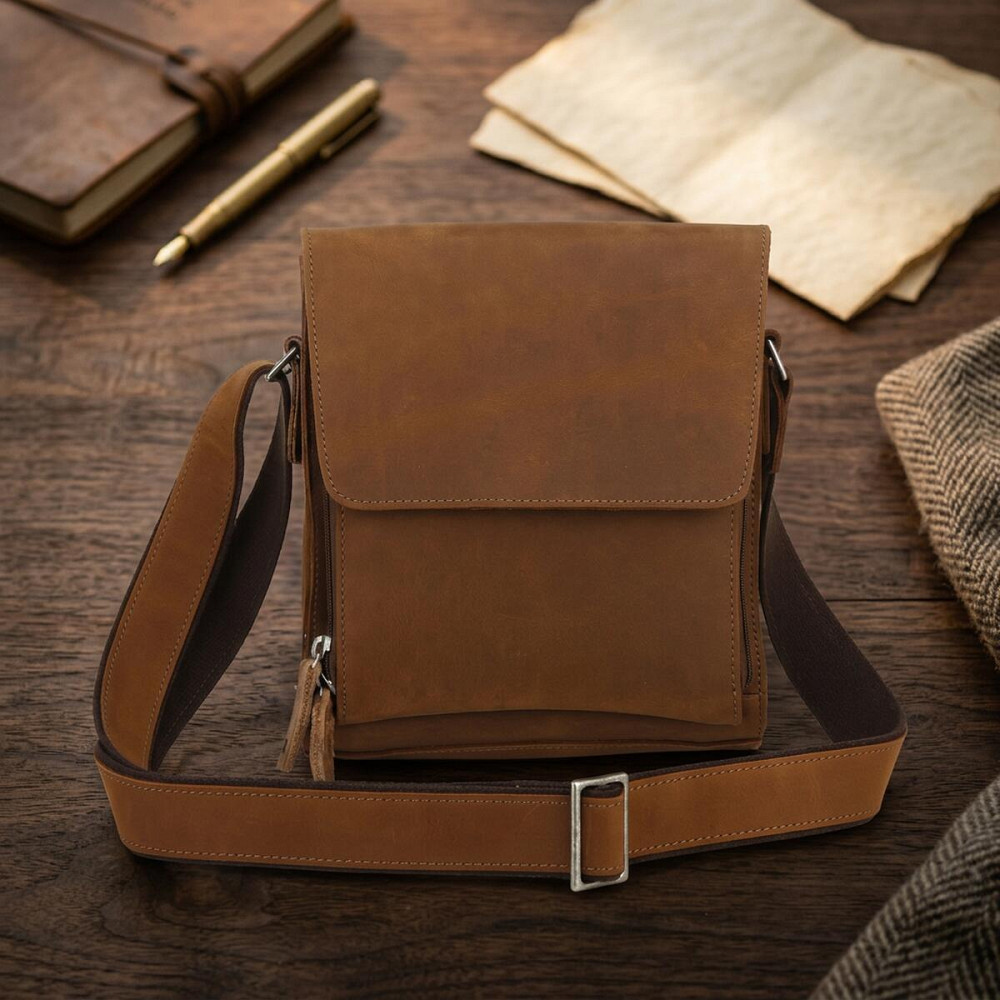 Кожаная мужская сумка через плечо для документов и города Vintage 14159 Коричневая Киев - изображение 19