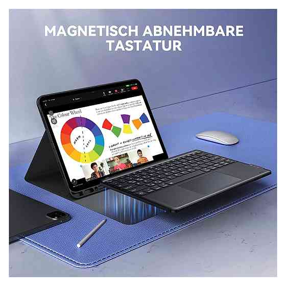 Чохол-клавіатура Earto для iPad Air 13 / iPad Pro 12.9 Чорний QWERTZ 3-зонне підсвічування 7 кольорів та тачпад Київ