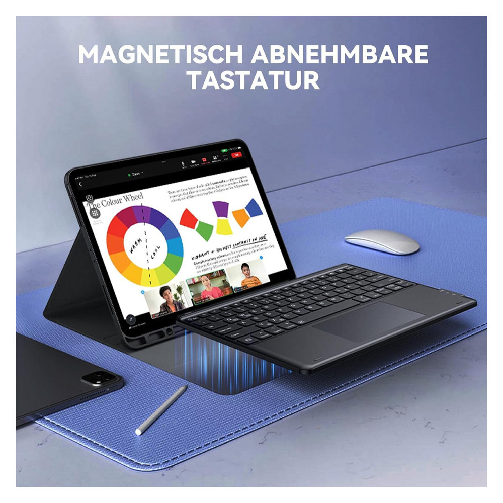 Чохол-клавіатура Earto для iPad Air 13 / iPad Pro 12.9 Чорний QWERTZ 3-зонне підсвічування 7 кольорів та тачпад Київ - фото 5