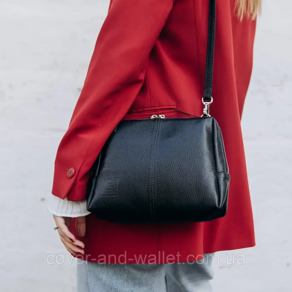 Стильная женская сумка кросс-боди черного цвета из натуральной кожи Grande Pelle 702710 Киев - изображение 1