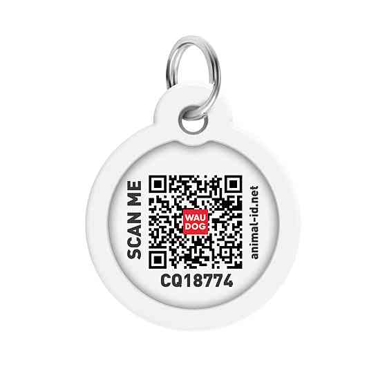 Адресник для собак і котів металевий WAUDOG Smart ID з QR паспортом, малюнок "Піца", коло, Д 30 мм Київ
