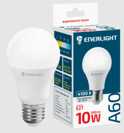 Лампа A60 10W E27 4100К 175-275V LED Enerlight Житомир