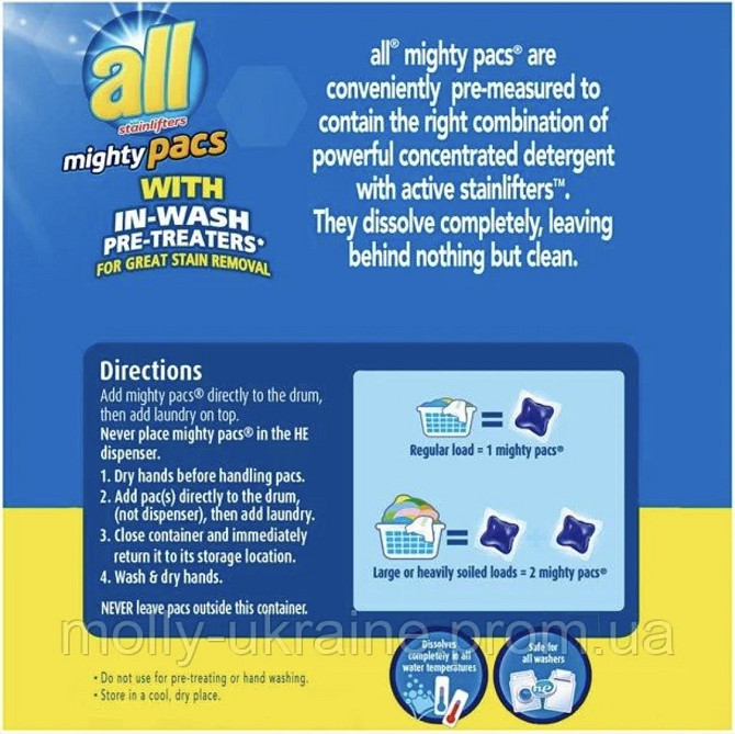 Капсула для стирки универсальная All Stainlifter Mighty Pacs (США) Виноградов - изображение 3