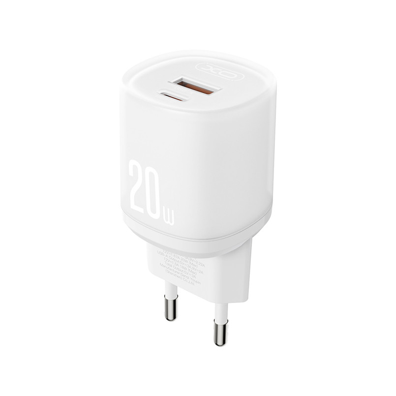 Мережевий зарядний пристрій XO L144 PD20W 1USB-A+1USB-C + Lightning кабель білий Львів - фото 2