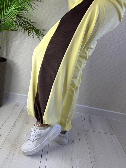 Женский стильный трендовый костюм двойка плюшевый велюр Желтый, 46/48 Одесса - изображение 10