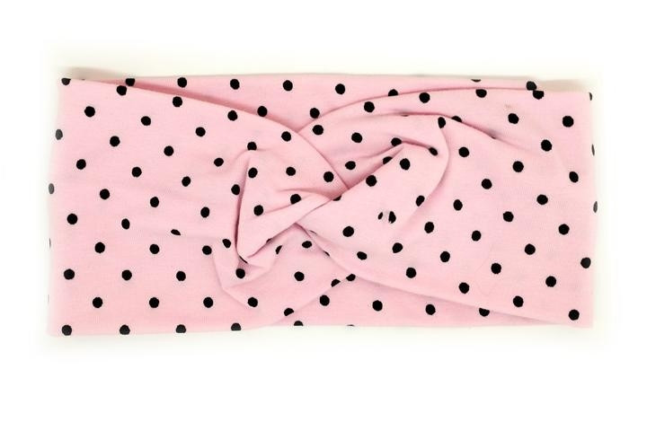 Пов'язка на голову рожева трикотаж в горох Київ - фото 1