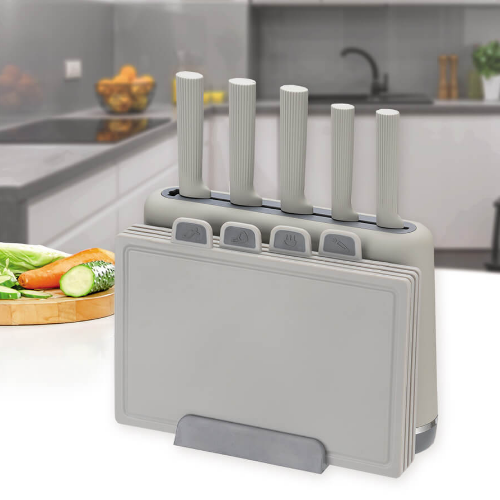 Набір ножів 10 предметів:(5шт + 4 обробні дошки + підставка) сірий MR-1412-GREY Maestro Житомир - изображение 2