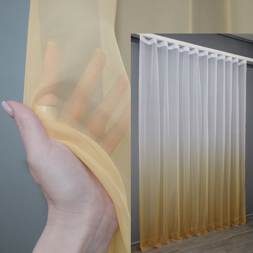 Тюль VR-Textil 753т Омбре шифон Золотистий із білим 300х270 см (42-0173 ) Київ - фото 1