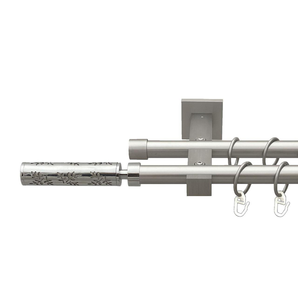 Карниз Orvit Апрілія металевий дворядний техно гладка труба кільце металеве Сатин 19\19 мм 160 см Львов - изображение 1