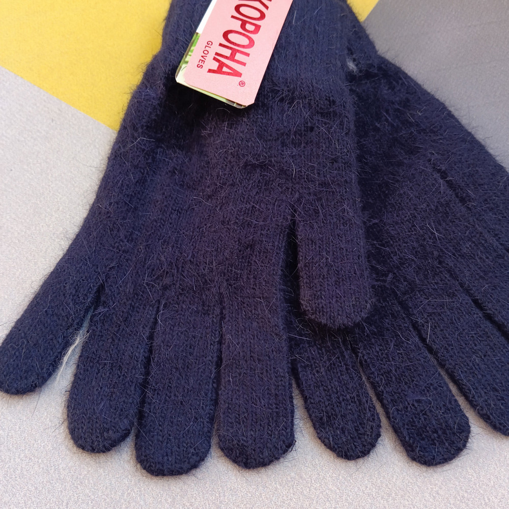 Теплі жіночі рукавички вовняні темно-сині Київ - фото 1