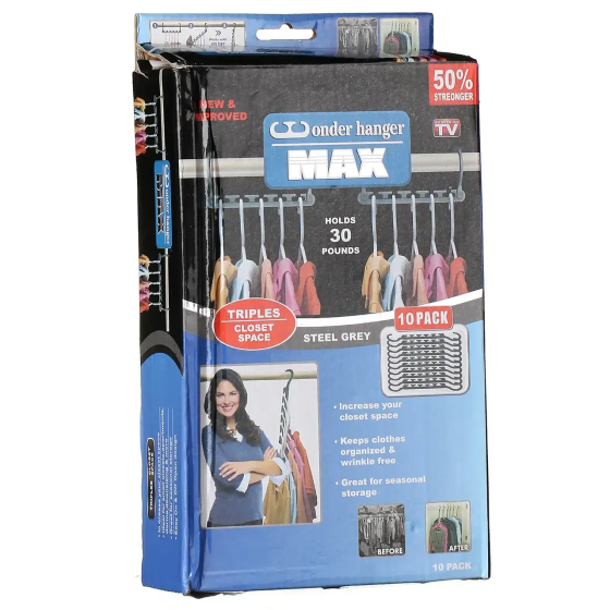 Набор вешалок Wonder Hangers Max 8 штук, многофункциональные плечики 5-в-1 для компактного хранения одежды, до 20 кг Одесса