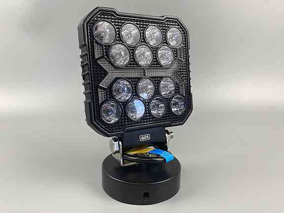 Фара LED квадратна 16 Led chip 12/24V. Широкий промінь + DRL світло (жовта горизонт лінія), світло 6500К, IP67 Мукачево