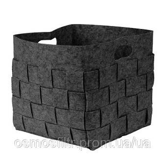 Кошик для зберігання Axentia з фетру антрацит 25 л плетений з ручками (135623) Київ - фото 1