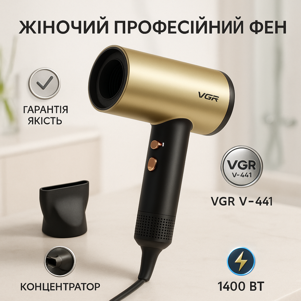 Класичний фен для сушіння й укладання волосся VGR, Зручний фен для домашнього використання WU-34 Львів - фото 19