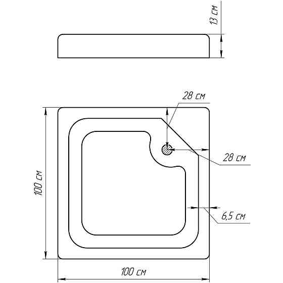 Душ піддон квадратний BRAVO LUBAWA SL 100 (000016310) Київ
