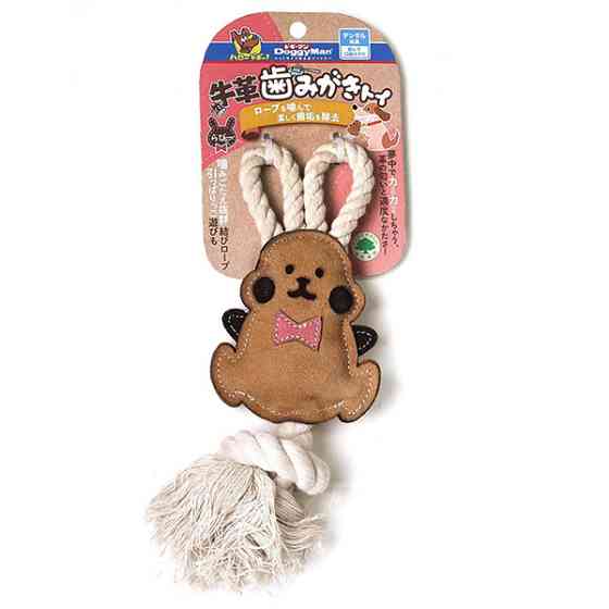 DoggyMan Leather Rabbit with Rope ДОГГИМЕН КРОЛИК КОЖАНЫЙ С КАНАТОМ жевательная игрушка для собак Киев