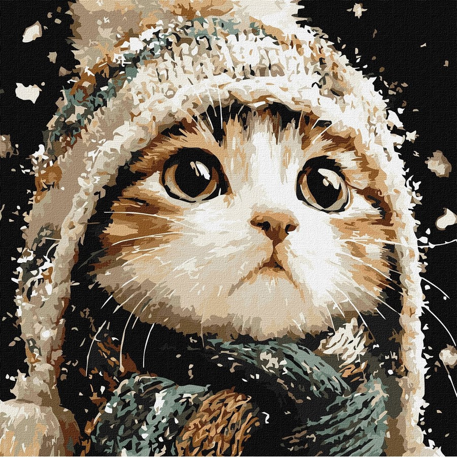 Картина за номерами "Сніговий котик" ©art_selena_ua KHO6847, 40х40 см Вінниця - фото 1