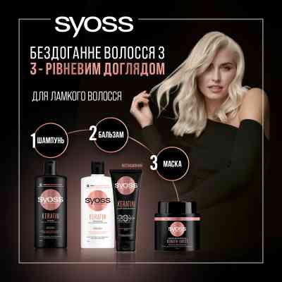 Кондиціонер для волосся Syoss Keratin Інтенсивний з екстрактом блакитного лотосу для ламкого волосся 250 мл (9000101665703) Вінниця