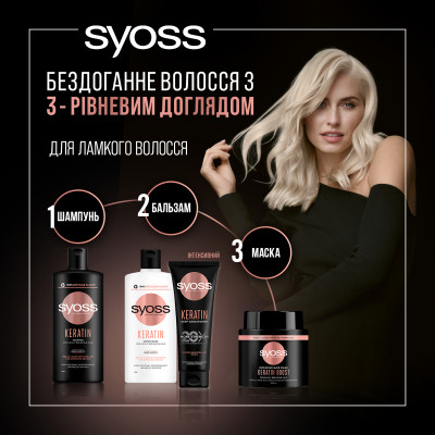 Кондиціонер для волосся Syoss Keratin Інтенсивний з екстрактом блакитного лотосу для ламкого волосся 250 мл (9000101665703) Вінниця - фото 4