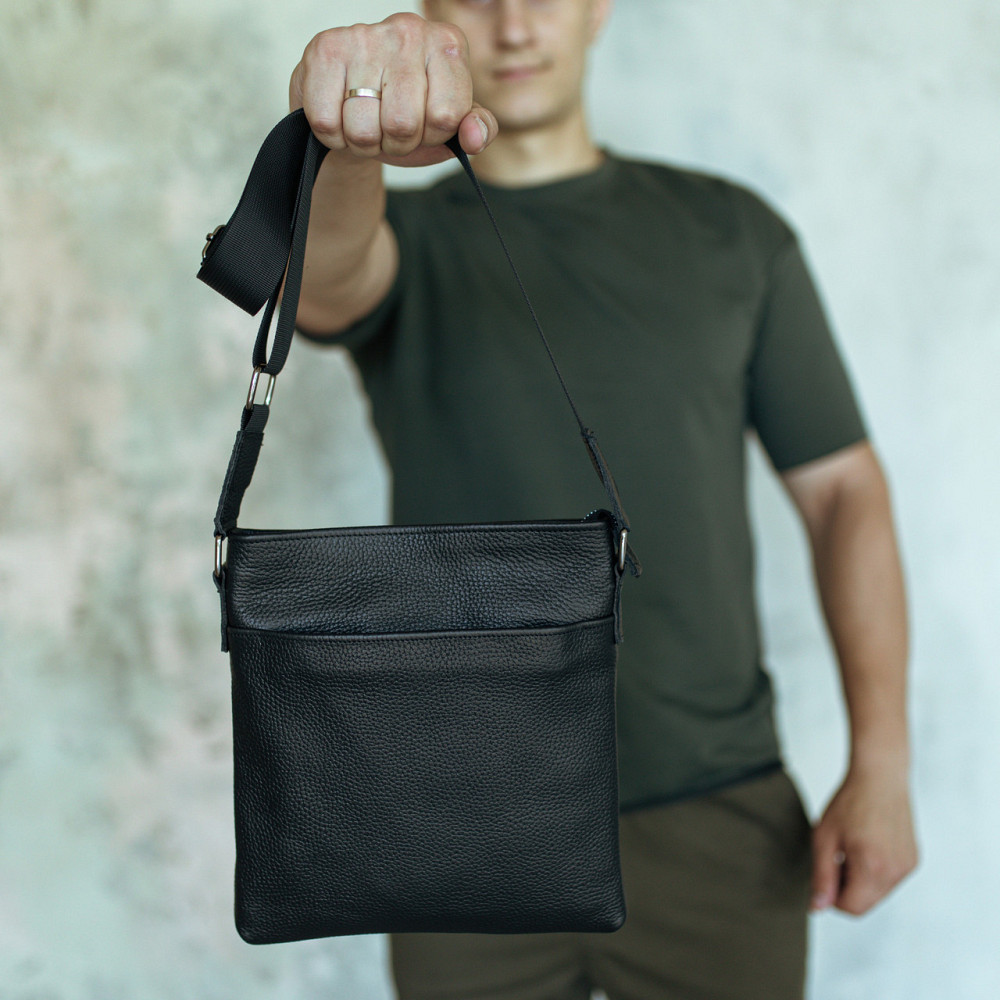 Мужская сумка через плечо кожаная мессенджер качественная, чернаяMasterSem Киев - изображение 6