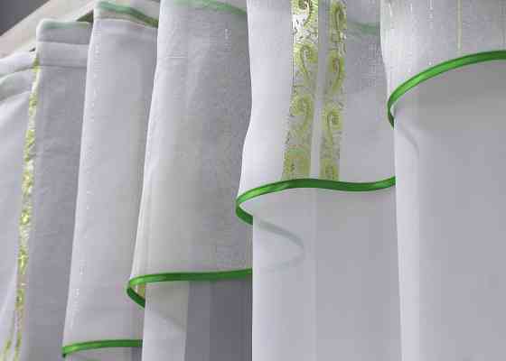 Кухонная занавеска VR-Textil № 078к белый с золотисто-салатовым 280х170 см (59-963) Киев