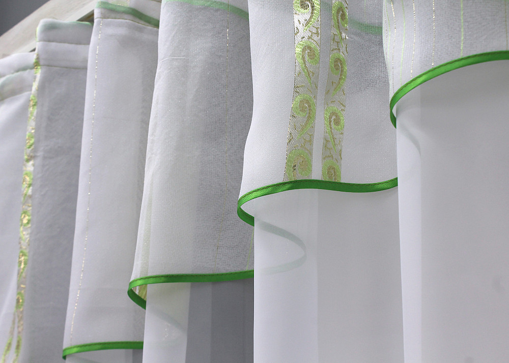 Кухонная занавеска VR-Textil № 078к белый с золотисто-салатовым 280х170 см (59-963) Киев - изображение 4
