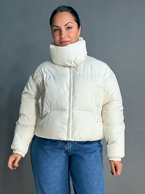 Куртка жіноча Lady Yep 10043 коротка на блискавці з коміром біла, білий, 44 Київ - фото 1