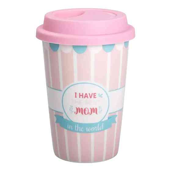 Liling Rongxiang Ceramic Стакан порцелянаовий 420 мл з силіконовою кришкою I have the best mom Киев