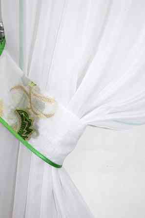 Кухонные шторки VR-Textil № 00к с подвязками салатовый с белым 290х175 см ( 59-621) Киев