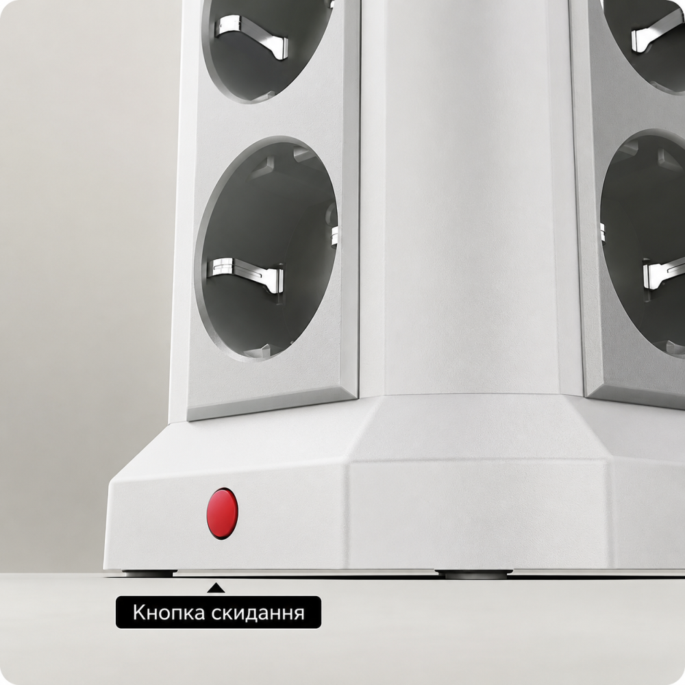 Сетевой удлинитель-фильтр на 12 розеток с 5 USB-A, длина 1.8м переноска сетевая, настольная с выключателями белый Каменец-Подольский - изображение 6