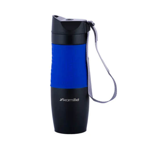 Термочашка 480мл з TPR вставкою і ремінцем нержавіюча сталь (мікс) KAMILLE 2067 Житомир
