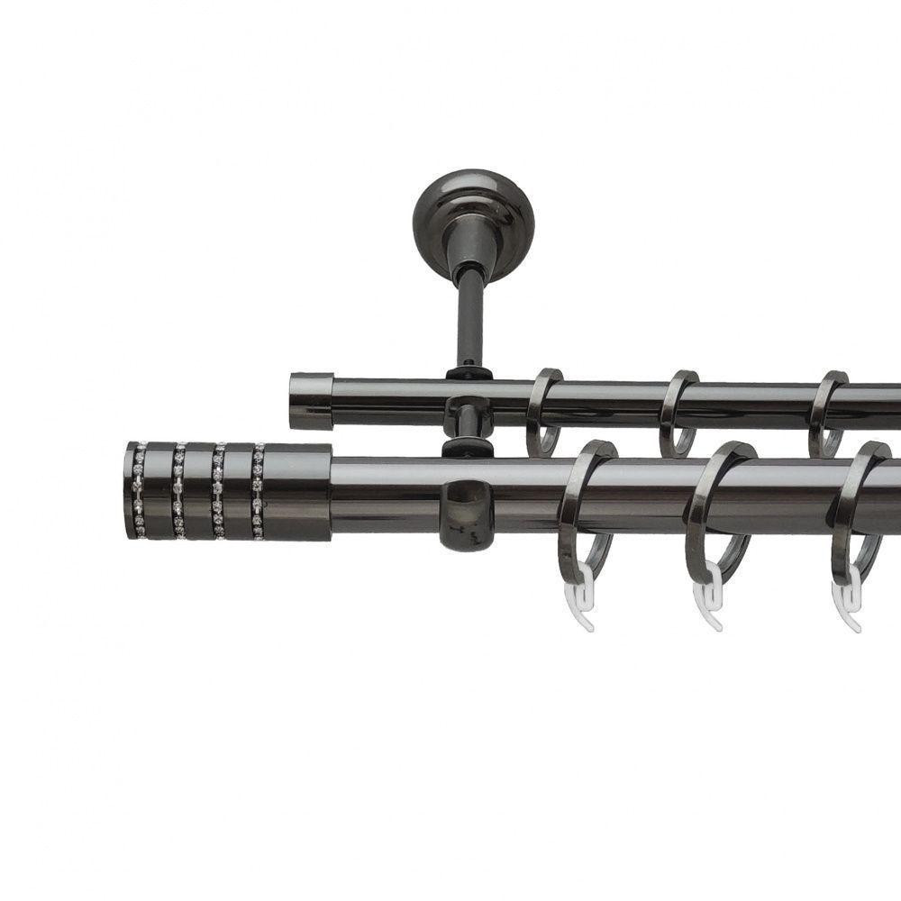 Карниз Orvit Барамелла металевий дворядний відкритий гладка труба кільце фасонне металеве  Онікс 25\16 мм 160 см (6708006) Львів - фото 1