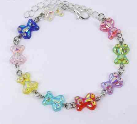 Браслет с мармеладными мишками на ногу с перламутром - длина 18см + 4см, регулируется, смола, цинковый сплав Киев