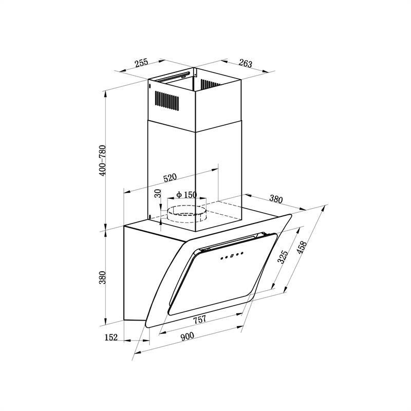 Вытяжка Arianna 90 см 560 м³/ч сенсорная панель управления EEC A+ черная 90 см (Германия, читать описание) Ровно - изображение 9