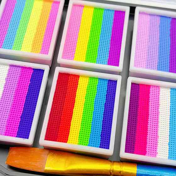 Краски для бодиарта на водной основе 12 комбинаций цветов, водорастворимый пигмент, с кисточкой 23х12х2 см Каменец-Подольский