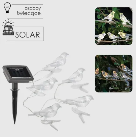 Садовая солнечная гирлянда на солнечной батарее в форме птиц 5шт 2+1,2 м Garden Line SOL6063 Коломия