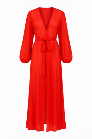 Пляжний халат із шифону з довгим рукавом 42 червоний Київ